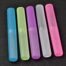 Image of 2 x Toothbrush Case Travel Cover ~ Plastic Holder, Family Pack, Brushes Holidays