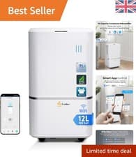 Image of Compact 12L Dehumidifier with Continuous Drain & Smart Control for Bedrooms