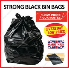 Image of EXTRA STRONG BLACK HEAVY DUTY BIN LINERS BAGS RUBBISH WASTE REFUSE SACKS 200G UK