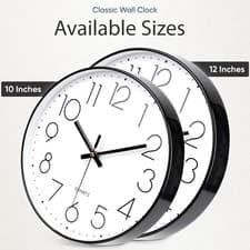 Image of Classic Non Ticking Round Wall Clock Modern Silent Quartz Bedroom Kitchen Office