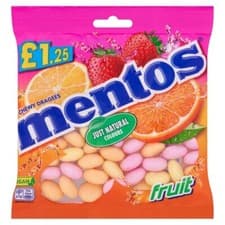 Image of Mentos Chewy Fruit Flavour Sweets Full Box of 12 Large Bags Fruity Candy Treat