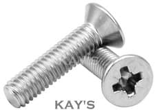 Image of M2.5 (2.5mmØ) POZI COUNTERSUNK MACHINE SCREWS ZINC PLATED POZIDRIVE CSK BOLTS