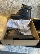 Image of Brand New Men’s Black Contractor Safety Work Boots Steel Toe Caps Size 11