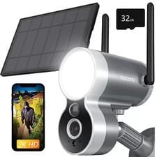 Image of Topcony Outdoor Security Floodlight Camera Color Night Vision WiFi CCTV SD Card