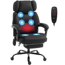 Image of HOMCOM Vibration Massage Office Chair w/ Heat Reclining Function, Black