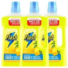 Image of 3 x Flash Liquid All Purpose Cleaner Lemon 1L Bottles Multipack UK