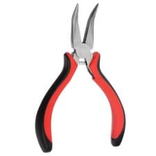 Image of Mini Bent Nose Pliers 5" Toothless Curved Precision Plier with Plastic Handle