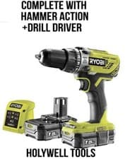 Image of RYOBI LLCDI18022 ONE+ 18V 2 SPEED HAMMER DRILL 2 X 1.5AH LI-ION BATTERIES