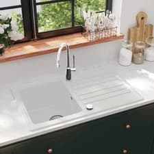 Image of Granite Kitchen Sink Single Basin with Drainer Fixture Multi Colours vidaXL