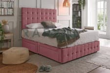 Image of PLUSH BED SET WITH ORTHOPAEDIC 10" MATTRESS, HEADBOARD AND FOOTBOARD *DRAWERS