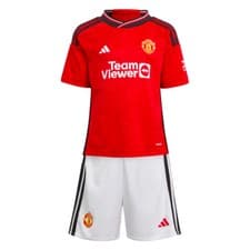 Image of Kids Football Mini Kit Red 2023-2024 Man Utd Home Top Socks & Bottoms Mini Set
