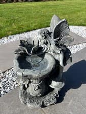 Image of Solar-Powered Fairy and Water Lily Water Feature with LED – 30 x 23 x 43 cm