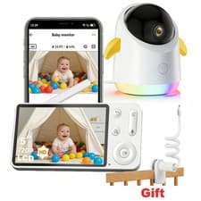 Image of Smart WiFi Baby Monitor with 2K FHD Camera and 5" HD LCD Display Night Vision