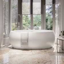 Image of Matt White Freestanding Double Ended Bath 1700 x 825mm - Ana ANAMW1700