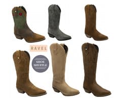 Image of Ravel Womens Leather western Cowboy Boots with zips Judd, Dolly, Taylor