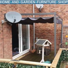 Image of 3x4m Lean To Pergola with Retractable Roof Metal Patio Canopy for Deck Shelter