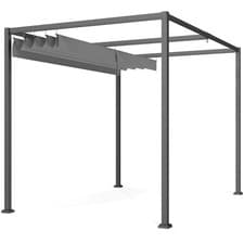 Image of Outsunny 3 x 2m Metal Pergola Gazebo Patio Sun Shelter Retractable Canopy Grey