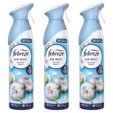 Image of 3 x Febreze Air Mist Freshener Spray Cotton Fresh 185ml Safe for Use Around Home