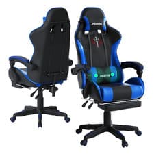 Image of PORIYA Gaming Chair Ergonomic Office Computer Chair w/ Footrest RGB LED Light