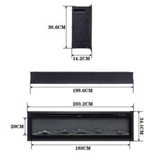 Image of 40"-100" Electric Fire Media Wall Glass Fireplace LED Free Stand/Insert Mounted