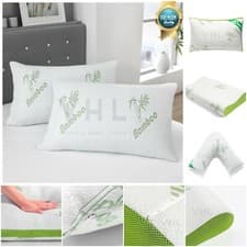 Image of ULTRA SOFT BAMBOO PILLOW Memory Foam Anti-Bacterial Head Neck Back Support New