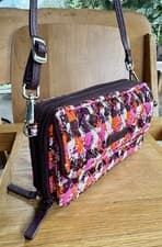 Image of Vera Bradley Crossbody Bag Wallet RFID Georgia Tweed Quilted Full Zip Purse NWOT