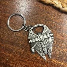 Image of Star Wars Millennium Falcon Keychain w/Ring & Bottle Opener 2.5" Alloy Gray New*