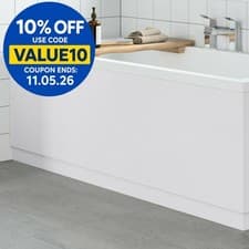 Image of Modern Bathroom 1700mm Front Bath Panel 18mm MDF White Gloss Plinth Easy Cut
