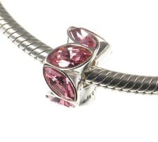 Image of Chamilia 925 silver & crystal CRYSTAL ACCENT LIGHT PINK charm bead, love romance