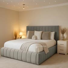 Image of Luxury Ottoman Bed Plush Velvet Upholstered Divan Gas Lift Storage Double & King