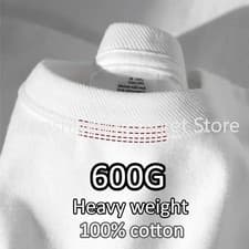 Image of 600G Heavy-Duty Cotton Short Sleeved T-Shirt for Men'S Fashion Pure Cotton Thick