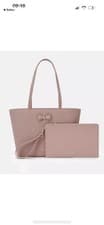 Image of Ted Baker AVEEDA Bow Leather Dusky Pink Shoulder Bag & Zipped Wristlet Pouch