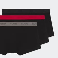 Image of HUGO 3 Pack Stretch Cotton Logo Waist Trunks – Regular Rise
