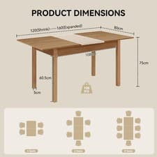 Image of Wooden Extendable Dining Table Modern Large Kitchen Table Desk Up To 8 People