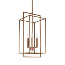 Image of 4-Light Gold Geometric Pendant Chandelier Candle Style Fixture