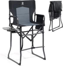 Image of Tall Folding Directors Chair with Side Table Portable