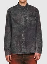 Image of Diesel D-Wrapp SP Stone Washed 2 Colour Denim Shirt Black Size Small uk 38 eu 48