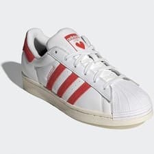 Image of Adidas Originals Womens White Red wonder clay Heart print superstar shoes IG5958