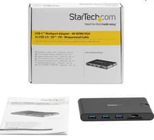 Image of StarTech USB-C Multiport Adapter w/HDMI&VGA/Wraparound Cable - DKT30CHVSCPD
