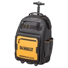 Image of DEWALT Polyester/Tarpaulin Pro Backpack on Wheels Tool Bag 46 pocket Black/Yello