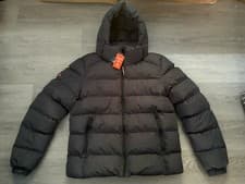 Image of Superdry Ebony Men’s Dark Grey Sports Puffer Jacket Hooded - Size Large - BNWT