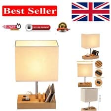 Image of Stylish LED Bedside Lamp with 3 USB Ports & Phone Dock - Perfect for Any Room
