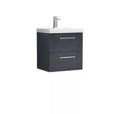 Image of Partial Fluted 2 Drawer Wall Hung Vanity Unit with 1 Tap Hole Thin-Edge Basin- 5