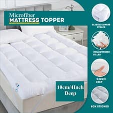 Image of Microfiber Mattress Toppers 10cm/5cm Deep Elastic Coners Box Stitch Soft Toppers