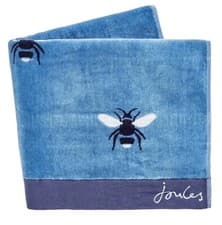 Image of NEW Joules Botanical Beel Blue 100% Cotton Velour Hand Towel