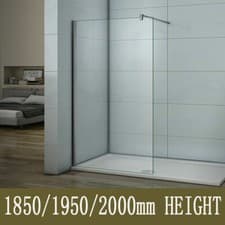 Image of Walk In Wet Room Shower Screen And Tray Enclosure Panel 8mm Easy Glass Cubicle
