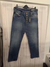 Image of Diesel Mharky Slim-Skinny Cotton Denim Jeans - W33 L32 BNWT Distressed Looking