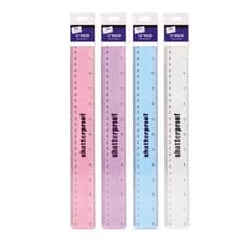 Image of Ruler 30cm 12" Strong Clear Shatter Proof Plastic Back to School Assorted Pastel