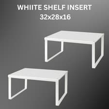 Image of 2x White Shelf Insert Cupboard Organiser Kitchen Pantry Storage Space Saver 32cm
