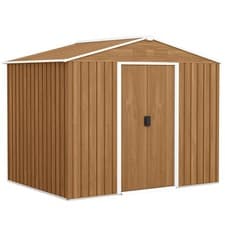 Image of Outsunny 8 x 6ft Garden Storage Shed with Double Door Brown Wood Effect